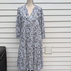 Lucky Brand Paisley V-Neck Dress | Lucky Brand Midi Dress 3/4 Sleeves